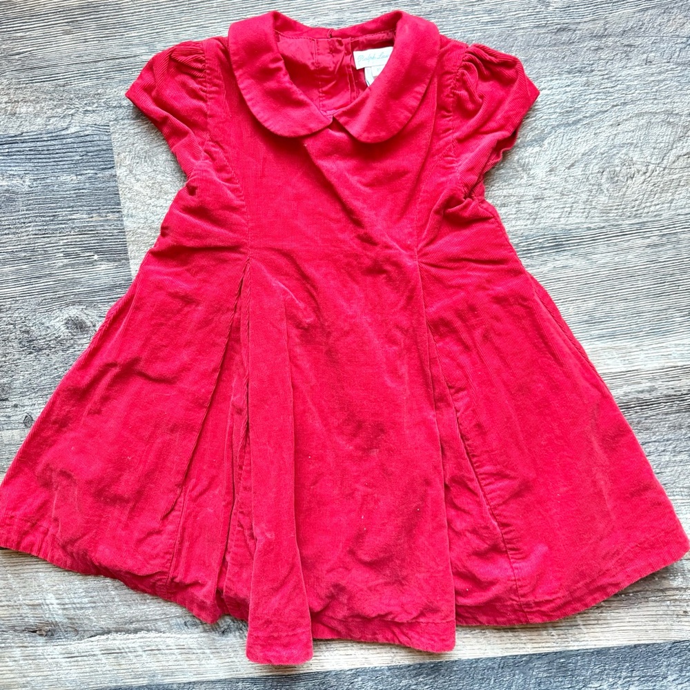 Ralph‎ Lauren Toddler Red Corduroy Dress Peter Pan Collar Holiday Dress 24M